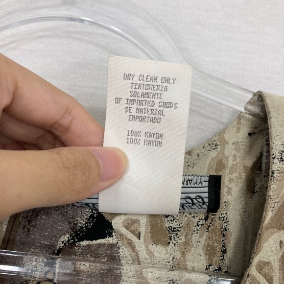 Vintage All that Jazz Brown Gray Abstract Artsy Soft Rayon Midi Dress Medium - Picture 3 of 13